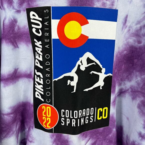 Pikes Peak Cup 2022 Colorado Tie Dye Hoodie Sweatshirt Sz L Purple Gymnastics - Picture 3 of 6